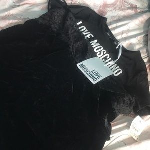 Love Moschino shirt with lace and velvet